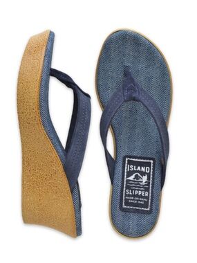 Island Slipper Fabric + Suede Thong Platform